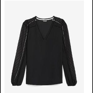 Express Clip Dot Sleeve Top Pitch Black